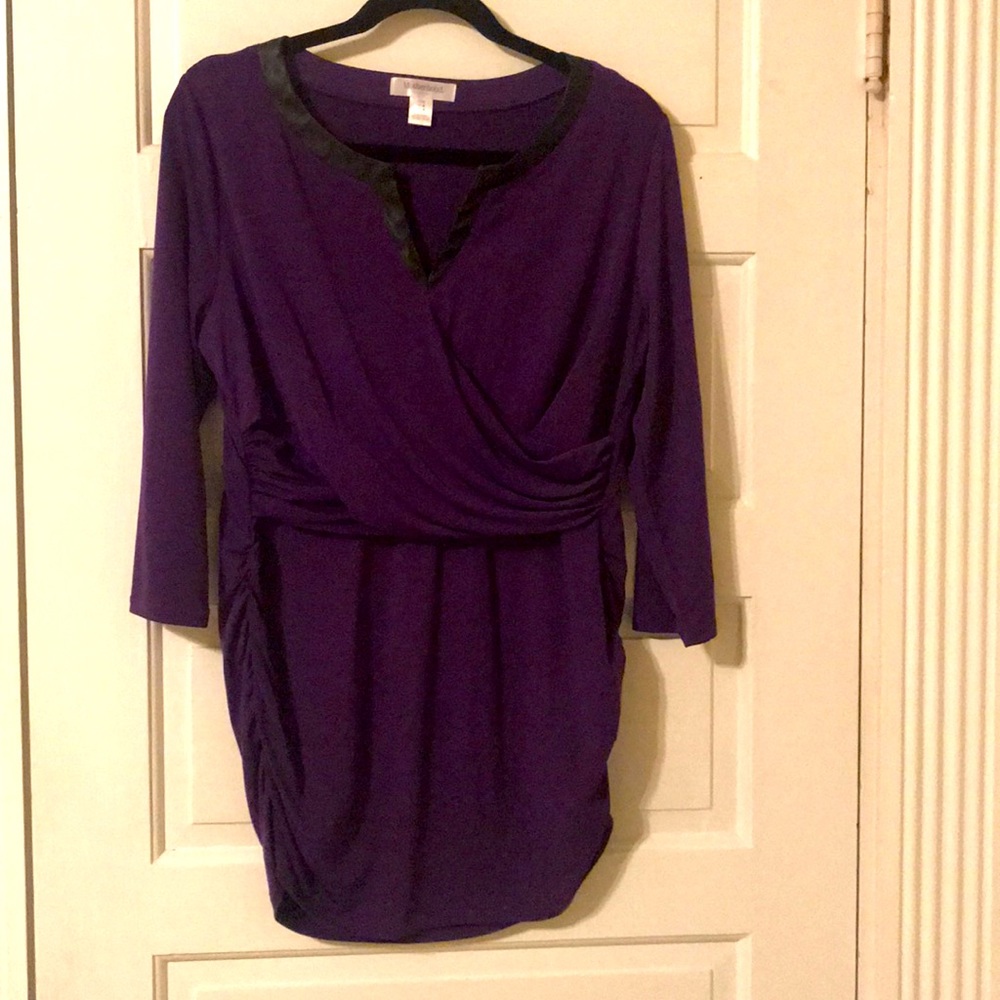 Motherhood Maternity Faux Leather Trim Top